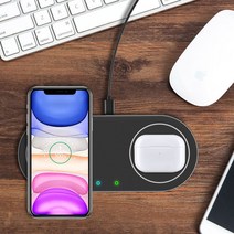 유엠투 30W 듀얼 고속 무선충전기 DUAL30W, 블랙, 1개