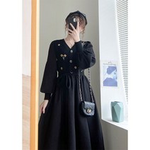 브이니트원피스 프렌치 헵번풍 여성 가을겨울 디자인감각 패치워크 자수 브이넥 허리보정 A라인 4973831722
