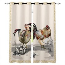 무타공블라인드 농장 수탉 치킨 레트로 일러스트 커튼 거실 침실 창 처리 블라인드 완료 주방