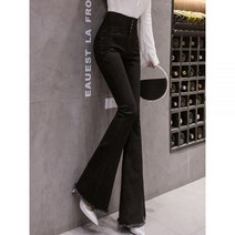 가을 하이웨이스트 슬림 플레어 팬츠 여성 의류 엣지 스트레치 패션 청바지