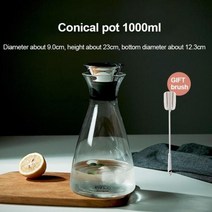 1/1/1 l 높은 붕 규산염 유리 차가운 뜨거운 주전자 물병 용기 병 레스토랑 홈 레몬 주스 차 우유, 1L cone