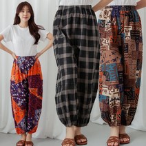 여름 통기성 업! 면마원단 나염 옆포켓 항아리팬츠