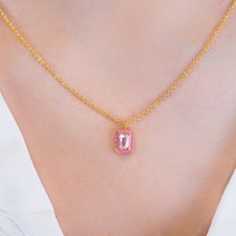 조이앤에스 핑크사각 입체미니큐빅 목걸이 JSN132PC