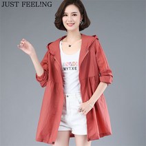 JUST FEEL!NG 여성 컬러 봄 여름 빅사이즈 후드 야상 점퍼 자켓