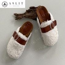 [바보사랑] 뽀글이 버클 여성 겨울 실내화 양털 퍼 블로퍼