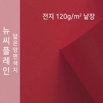 뉴씨플레인 종이문화 얇은 양면색지 120g 전지 낱장 1매 No.48 빨강색, 1장