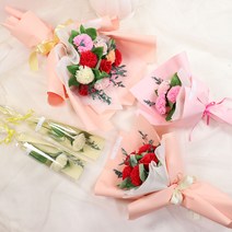 비누카네이션 꽃다발 졸업 입학 기념일 축하 꽃다발, 1)1송이 아이보리 비누카네이션 꽃다발(1+1)