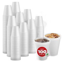 Stock Your 홈 355ml(12온스) 일회용 폼 컵 화이트 (100개) 중간 사이즈 단열 뜨거운 음료와 차가운 음료용 커피 차 코코아 음료에 적합 벌크 패밀리 팩 33318