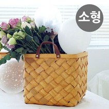 핸드메이드 라탄 손잡이 바구니 소형 1P 바스켓 다용도바 라탄 사각 손잡이 화분바 왕골바 스켓 소품, 별하 레드브라운, 별하 본상품선택