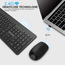 무선 키보드 마우스 세트-SARDA 독일 QWERTZ 레이아웃 조용한 키 및 마우스 버튼 DPI 버튼이 있는 무선 마우스 USB 수신기 PC/노트북 Windows/macOS/TV-블랙 -12721, K56 화이트