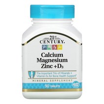 21 센츄리 21st Century Calcium Magnesium Zinc + D3 90 Tablets 칼슘 마그네슘 아연 타블렛 90개입, 3개묶음(10%할인), 1개