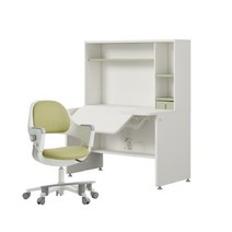 한샘 티오 그로잉데스크 전면책상 4단 120x75cm+링고S DIY, 책상 A형, 의자 조약돌베이지(B)