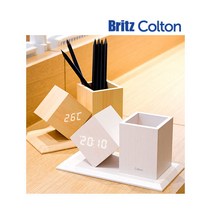 브리츠 콜튼 BZ-EW547 Pen-Clock 인테리어용 팬 꽂이 LED 탁상 알람시계 온도계, 화이트