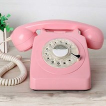 종합 컴퓨터 노트북 부품모음 revolve 다이얼 빈티지 핑크 begie 블랙 유선 전화 플라스틱 홈 오피스 레트로 와이어 유선 고정 전화 유럽 스타일, 분홍
