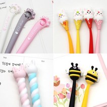 단품 볼펜 귀여운 고양이 토끼 예쁜 실리콘 볼펜0.5mm, 선인장 엘로우 그린