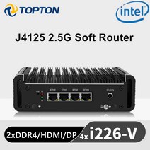 소형미니PC 미니 휴대용 산업용 한뼘 셀러론 J4125 2.5G 라우터 4x 인텔 i226-V 2500M LAN 2x ddr4 HDMI1.4 DP1.2 팬리스 PC OPNsense, [02] OPNsense, [04] EU, [05] 8GB DDR4 128GB SSD