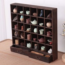 빈티지 원목 대형 옛날 찻장 찻잔 그릇 수납 장식 장, 내추럴브라운(25칸)