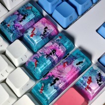 기계식키보드 수지 키 캡 게임용 키보드 고래 백라이트 키 캡 체리 mx 스위치 기계식 키보드 게임용 선물 잉어 키 캡, 시프트 2.75U, 금