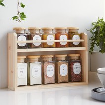 우디홈 양념통 세트 정리대 선반 우드 주방 유리 트라이탄 원목 소스병 그라인더, 1. 우드캡 사각유리 [10P]