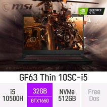 MSI 게이밍 노트북 GF시리즈 GF63 Thin 10SC-i5 [CPU i5-10th ->i5-11th 무상 업그레이드], 32GB, 512GB, 윈도우 미포함, 512GB, Free DOS, 코어i5″ class=”wr-img”></a></div>
</div>
</div>
</div>
<div class=