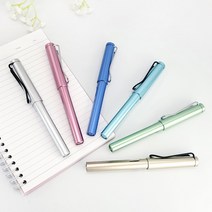 고급 스틸 만년필 잉크 볼펜 알루미늄 손글씨 펜 6종, 샴페인