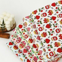 퀼트원단 면 20수 DTP 앤틱 딸기 쨈병 6종, 연그린 바탕