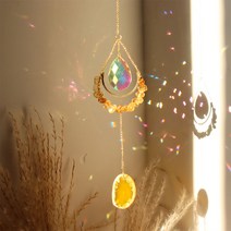 인테리어 소품 장식품 용품 문 선캐처 크리스탈 윈드차임 프리즘 스테인드글라스 볼 라이트 캐처 레인보우 메이커 창문 발코니 홈 가든 데코레이션 윈드차임 윈드차임 무지개 메이커, 12 Yellow B