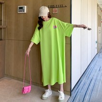 반팔프릴원피스 300 근 무릎넘어 티셔츠 여성 와이드 루즈핏 240 빅사이즈원피스 판 빈백 롱 200 2252320583