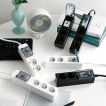 고용량 멀티탭 화이트 과부하 배선차단 2구 1.5M 누전차단 3구 대용량 멀티콘센트, 블랙