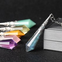 수맥 찾기 탐지기 다우징 찾는법 팬듈럼 펜던트 파워스톤 천연 크리스탈 원석 펜듈럼, 하늘색