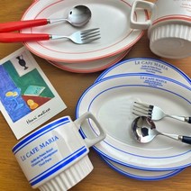 오벌플레이트 레터링 르카페마리아 3P, 머그컵, 블루