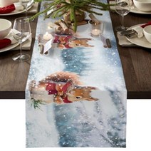 크리스마스 유칼립투스 전나무 나무 로빈 홈 장식 테이블 웨딩 주방 러너, 36.36 x 183cm+CHC01398