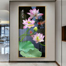 멋있는 잉어그림 돈들어오는 인테리어 개업 연꽃 액자 풍수지리 거실 물고기 재물, XG0899, 블랙
