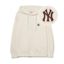 MLB 베이직 스몰로고 오버핏 후드티 NY (Cream)