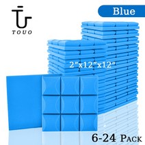 발전기방음박스 방음재 흡음재 사운드 흡수 폼 어쿠스틱 스폰지 스튜디오 방음 벽 6 개, 31.Blue - Medium Density - 6 P