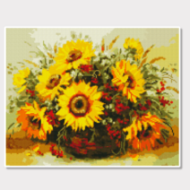 모모픽스페인팅 모모픽스보석십자수 DI03 해바라기 바구니 40x50cm 캔버스 명화비즈 인물 정물 풍경