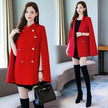 FANSYLI 여성 케이프 코트 추동 모직 코트 9F