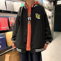 야구 점퍼 야잠 잠바 커플 단체 큰옷 빅사이즈 스트릿 패션 뚱뚱한 후드 바람막이 코디 소개팅룩 스마일