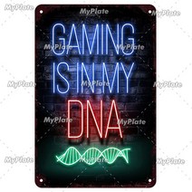 led글씨 네온바 [MyPlate] 빈티지 게임 영역 네온 사인 금속 플레이트 틴 로그인 벽 장식 홈 바 플라크 남, 19 10946_01 20x30cm