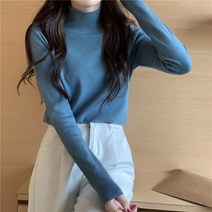 IBOY UGIRL 여성 반폴라 스판 이너 니트 긴팔티