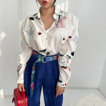크래용패턴 루즈핏 실크셔츠