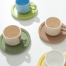 테이블 위 도자기커피잔세트 부부찻잔 예쁜커피잔, YELLOW