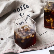 형 풍 투명 통 유리컵 스타일 사각 북유럽 내열강화 내열 강화 L-250ml 유리 물컵 일반컵, WD 본상품선택