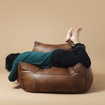 플래지어 톰 소프트 기능성 가죽 1인용 빈백 소파, 빈티지 베이지