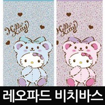헬로키티 레오파드바스 비치 물놀이 수영 여름 바캉스 해변 캐릭터 예쁜 대형 큰 바디 수건 타올, O_헬로키티레오파드바스_핑크1장