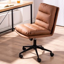 SURBORT중역의자 사무용 중역의자 컴퓨터 게이밍 안락의자 화장대 의자, 팔걸이가없는 커피-검은 색 강철 발