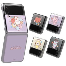 BT21 베이비 스케치 갤럭시 Z플립3 투명 슬림 휴대폰 케이스 치미 타타 슈키 쿠키 코야 알제이 망 그룹 삼성 정품 호환, 갤럭시 Z 플립3, 스케치 쿠키