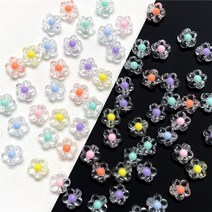 (18pcs)미니 투명 5잎꽃 모양 비즈재료