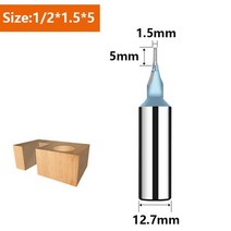Tideway 1/2 Shank TCT 스트레이트 라우터 비트 2 플루트 밀링 커터 목공 조각 목재 초경 CNC 공구 엔드 밀, 01 12.7x1.5x5