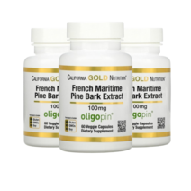 캘리포니아 골드 뉴트리션 California Gold Nutrition 프랑스 해송 껍질 추출물 올리고핀 100mg 베지 캡슐 60정 3통